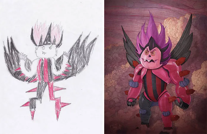 90 Artists Recreate Kids’ Monster Doodles In Their Unique Styles (2016)