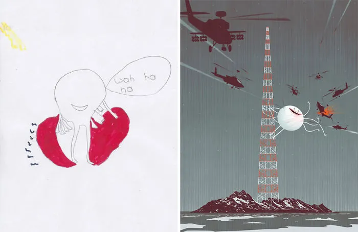 90 Artists Recreate Kids’ Monster Doodles In Their Unique Styles (2016)