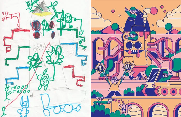 90 Artists Recreate Kids’ Monster Doodles In Their Unique Styles (2016)