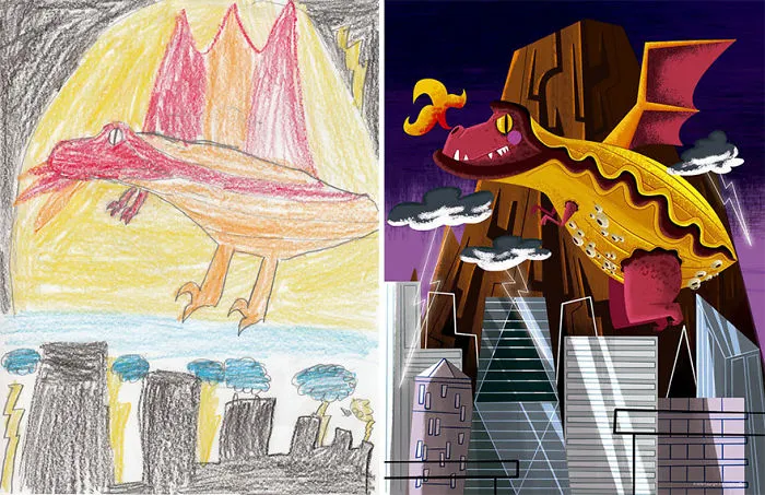 90 Artists Recreate Kids’ Monster Doodles In Their Unique Styles (2016)