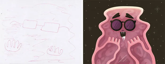 90 Artists Recreate Kids’ Monster Doodles In Their Unique Styles (2016)