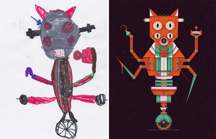 90 Artists Recreate Kids’ Monster Doodles In Their Unique Styles (2016)