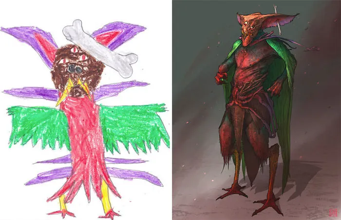 90 Artists Recreate Kids’ Monster Doodles In Their Unique Styles (2016)
