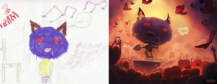90 Artists Recreate Kids’ Monster Doodles In Their Unique Styles (2016)