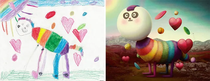 90 Artists Recreate Kids’ Monster Doodles In Their Unique Styles (2016)