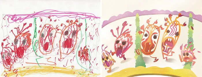 90 Artists Recreate Kids’ Monster Doodles In Their Unique Styles (2016)