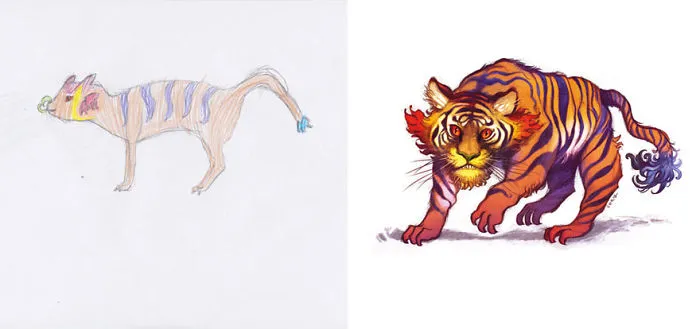 90 Artists Recreate Kids’ Monster Doodles In Their Unique Styles (2016)