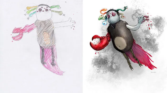 90 Artists Recreate Kids’ Monster Doodles In Their Unique Styles (2016)