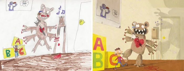 90 Artists Recreate Kids’ Monster Doodles In Their Unique Styles (2016)
