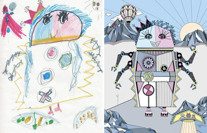 90 Artists Recreate Kids’ Monster Doodles In Their Unique Styles (2016)