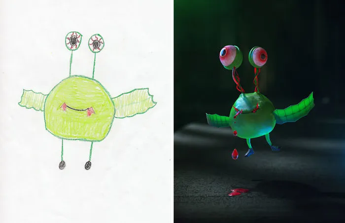 90 Artists Recreate Kids’ Monster Doodles In Their Unique Styles (2016)