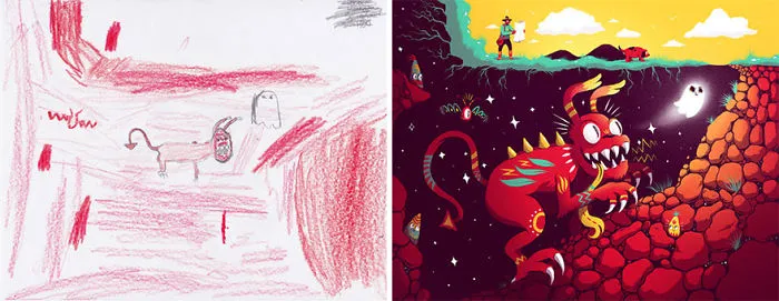 90 Artists Recreate Kids’ Monster Doodles In Their Unique Styles (2016)