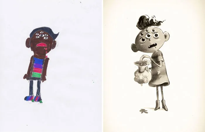 90 Artists Recreate Kids’ Monster Doodles In Their Unique Styles (2016)