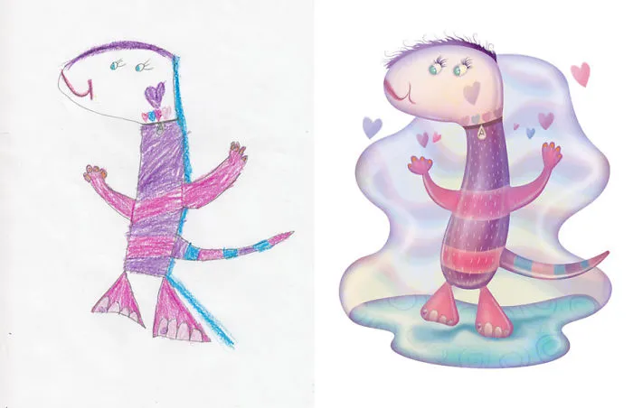 90 Artists Recreate Kids’ Monster Doodles In Their Unique Styles (2016)