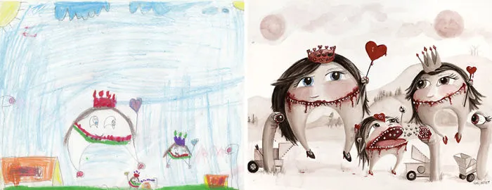 90 Artists Recreate Kids’ Monster Doodles In Their Unique Styles (2016)