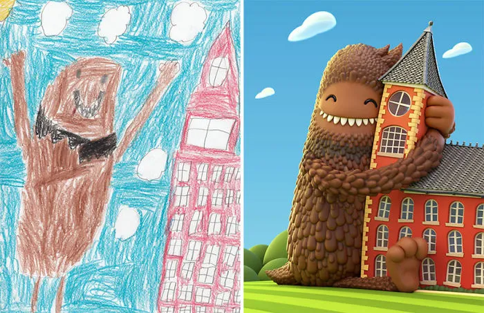 90 Artists Recreate Kids’ Monster Doodles In Their Unique Styles (2016)