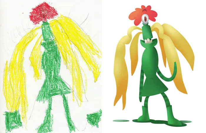 90 Artists Recreate Kids’ Monster Doodles In Their Unique Styles (2016)