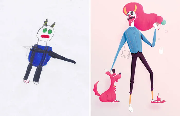 90 Artists Recreate Kids’ Monster Doodles In Their Unique Styles (2016)