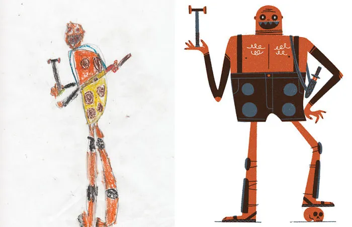 90 Artists Recreate Kids’ Monster Doodles In Their Unique Styles (2016)