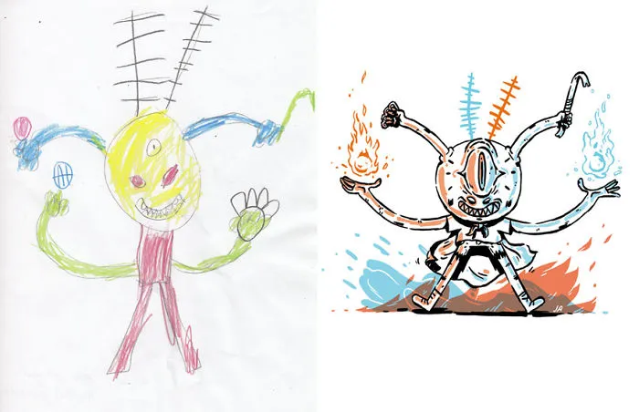 90 Artists Recreate Kids’ Monster Doodles In Their Unique Styles (2016)