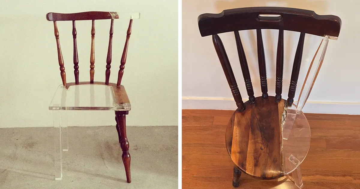Esta artista "arregla" muebles de madera rotos con materiales translúcidos