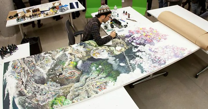 Japanese Artist Worked 10 Hours/Day For 3.5 Years To Create His Giant Pen & Ink Drawing