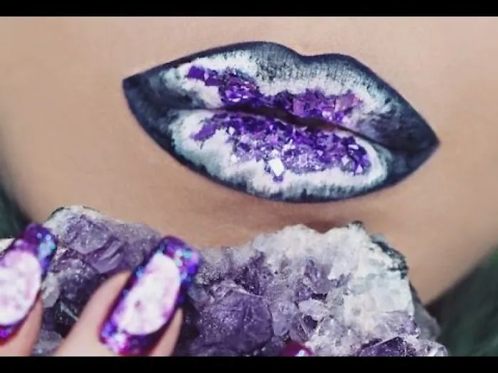 Make-Up Artist Uses Gemstones As Lip Art Inspiration