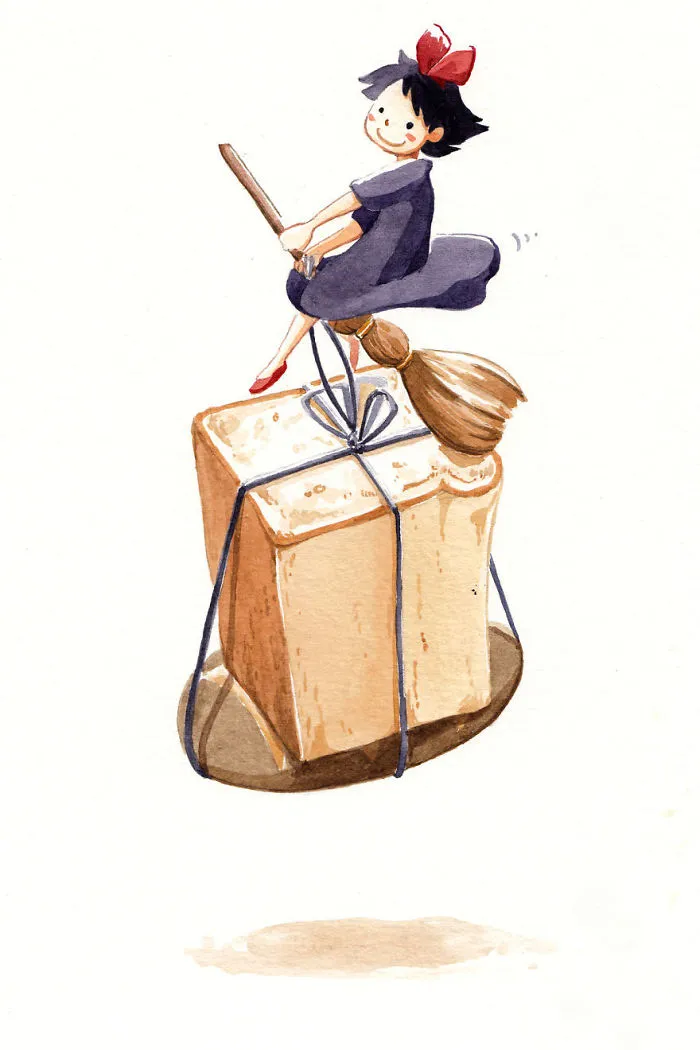 Kiki Bread Delivery Service Watercolor Painting By Penelope