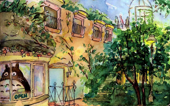 Ghibli Museum  Watercolor Painting By Chris Sharp
