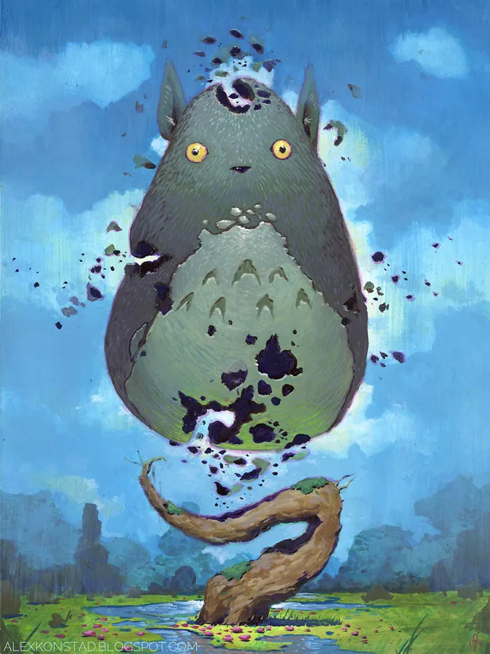 Pieces Of Totoro Acrylic Painting By Alex Konstad