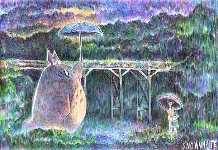 Totoro Ballpoint Pen Drawing By Marite Desaine