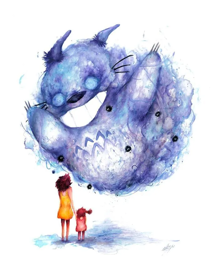 Totoro Watercolor Drawing By Marco Nabi