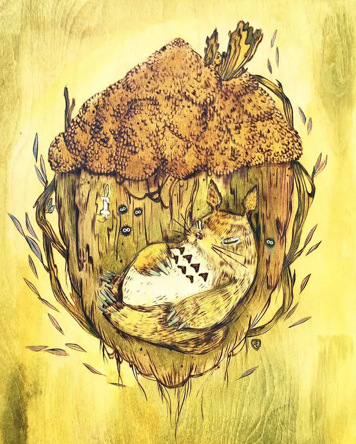 Totoro Etching By Rhodora Jacob