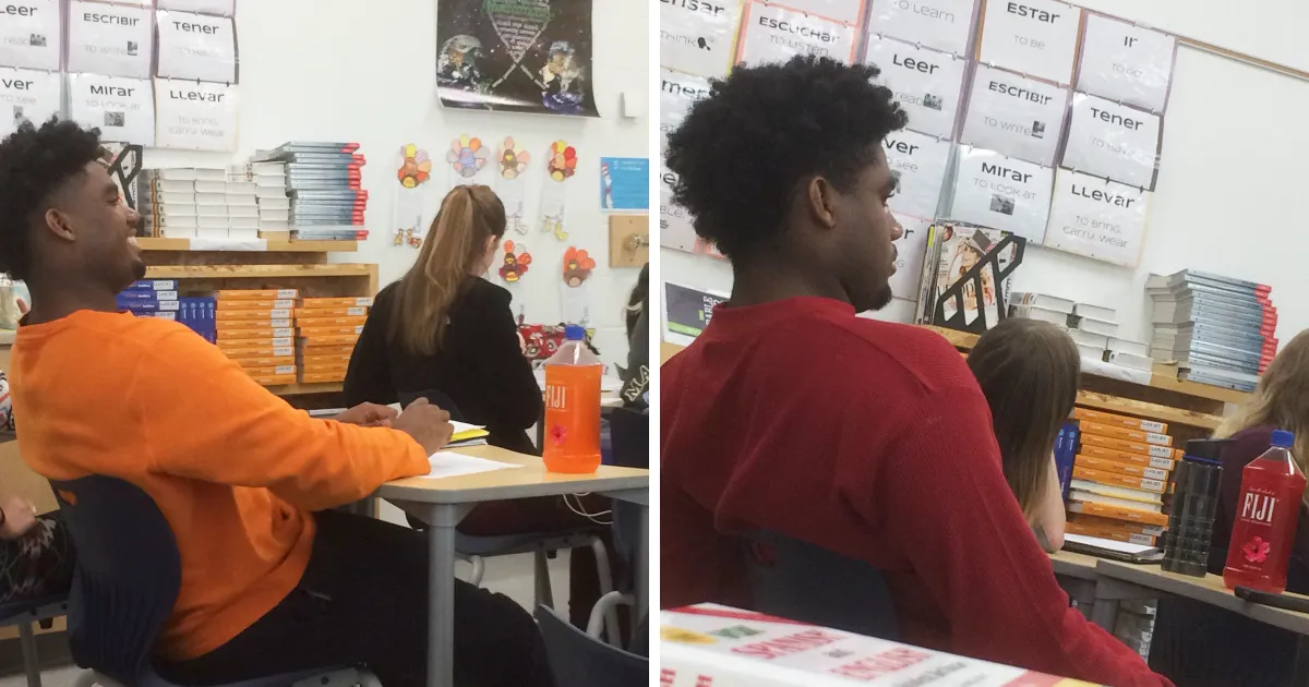 Esta chica retrata en secreto a su compañero de clase llevando a juego su bebida y camiseta cada día