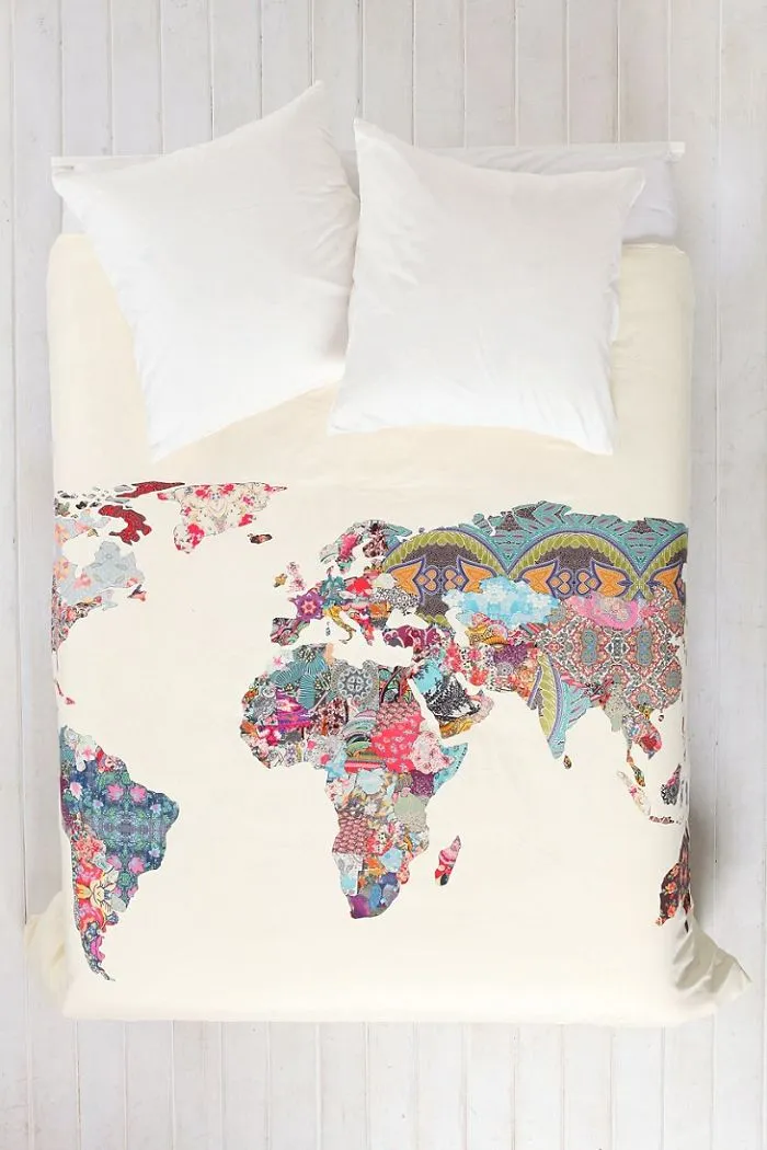 World Map Patchwork Duvet
