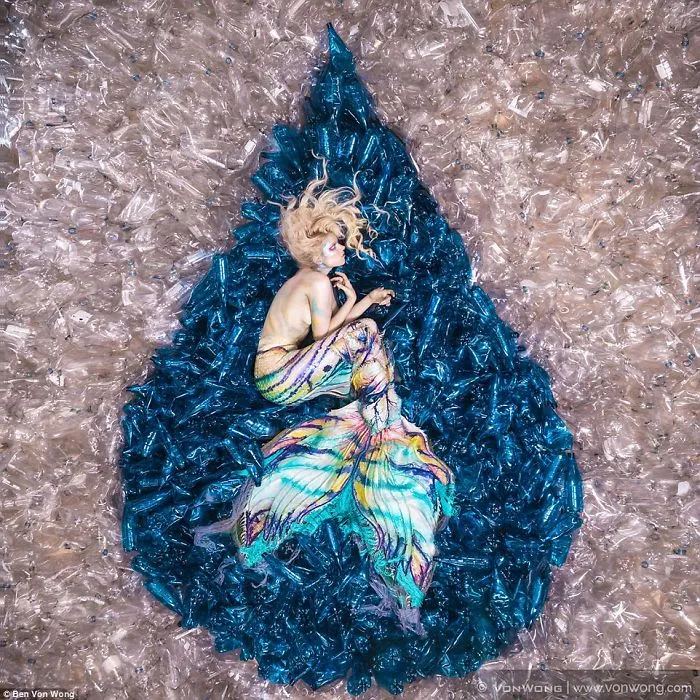 Photography Uses Colorful Mermaids And 10,000 Bottles To Promote Tackling Plastic Pollution