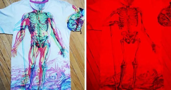This Anatomy T-Shirt Reveals Different Layers Of The Human Body Under Different Lighting