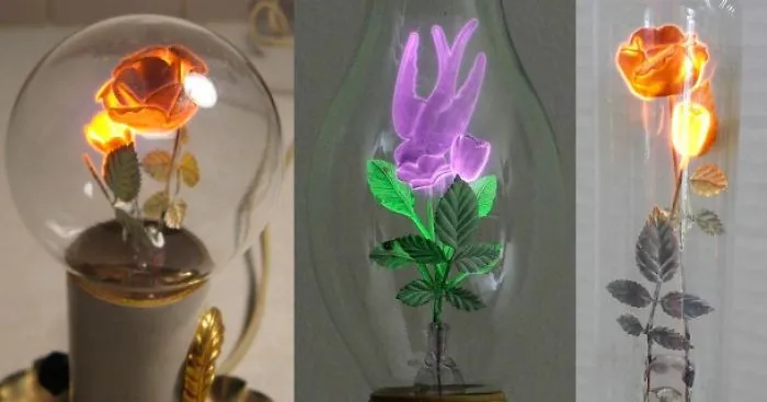 The Timeless Beauty Of Vintage Aerolux Light Bulbs Containing Floral Filaments