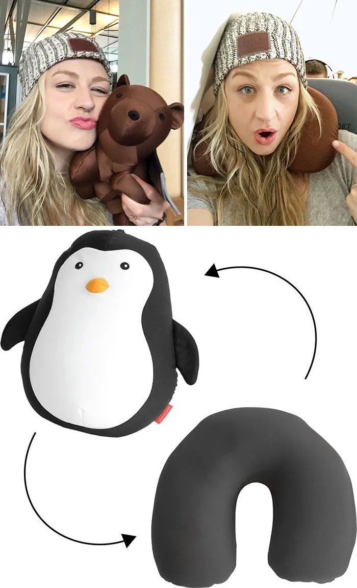 Animal Zip And Flip Travel Pillows