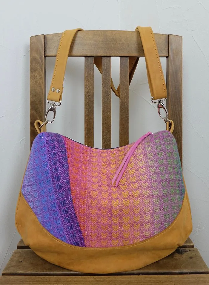 Handcrafted Unique Moonbag Made Of Genuine Leather And A Handwoven Piece Of A Babywrap