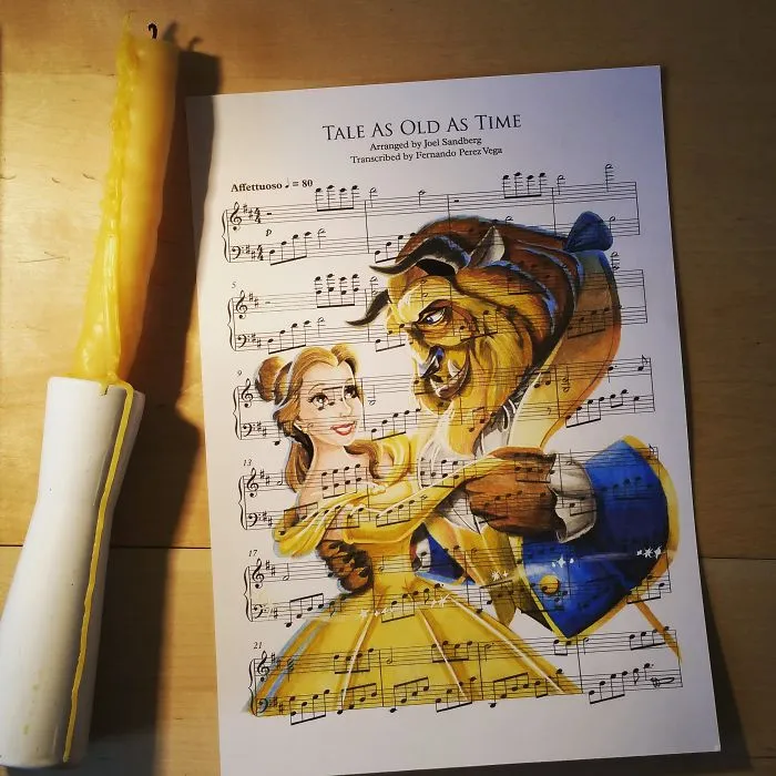 I Draw Scenes From Famous Animated Movies On Music Sheets Of Their Theme Songs