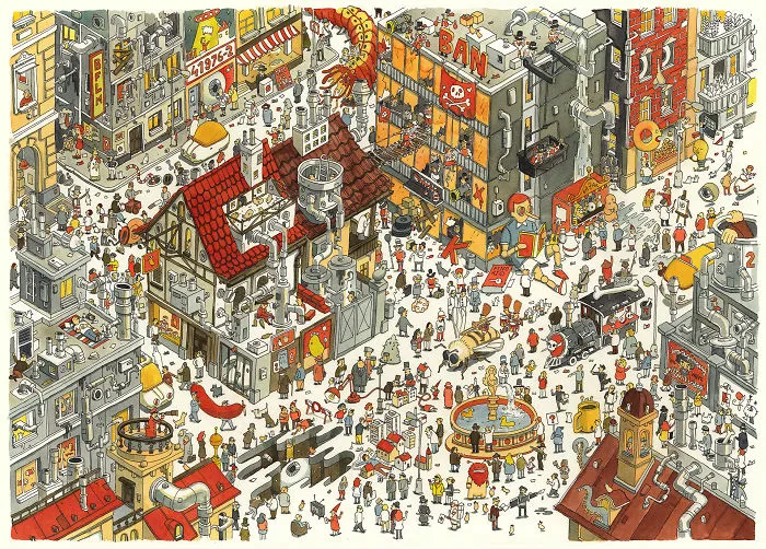 Imaginary City With 26 Chickens And Lots Of People