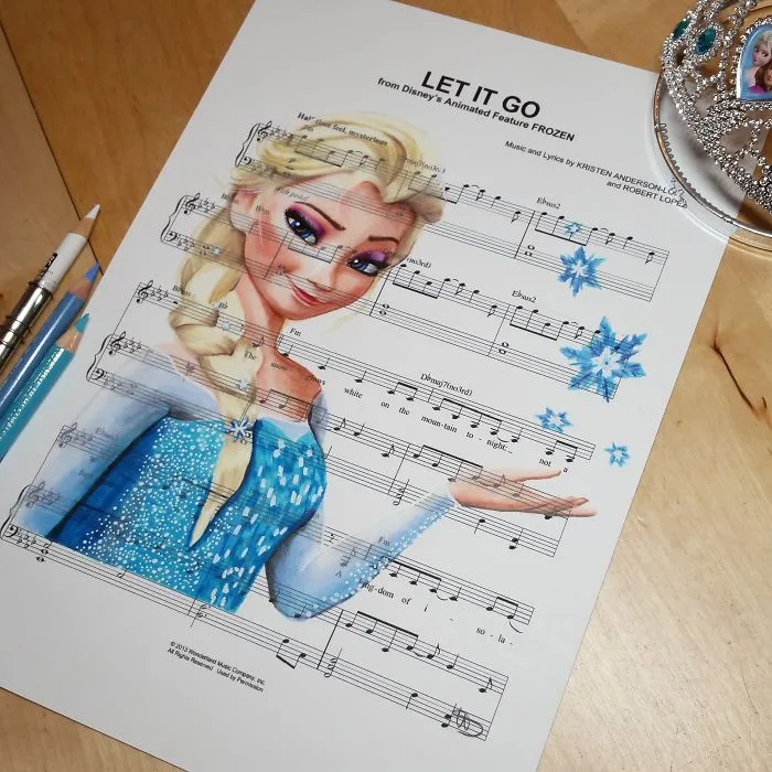 I Draw Scenes From Famous Animated Movies On Music Sheets Of Their Theme Songs