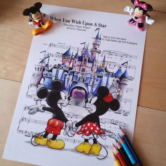 I Draw Scenes From Famous Animated Movies On Music Sheets Of Their Theme Songs