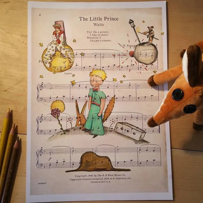 I Draw Scenes From Famous Animated Movies On Music Sheets Of Their Theme Songs