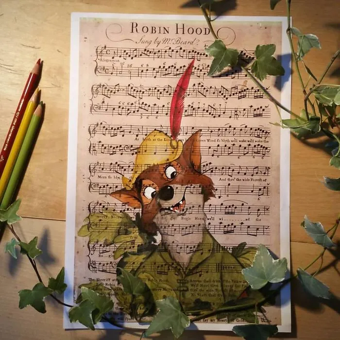 I Draw Scenes From Famous Animated Movies On Music Sheets Of Their Theme Songs