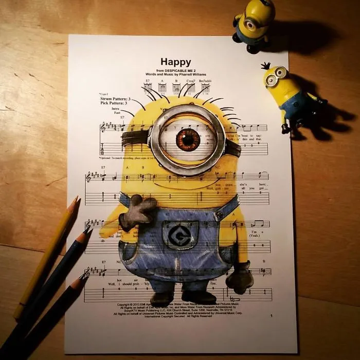 I Draw Scenes From Famous Animated Movies On Music Sheets Of Their Theme Songs