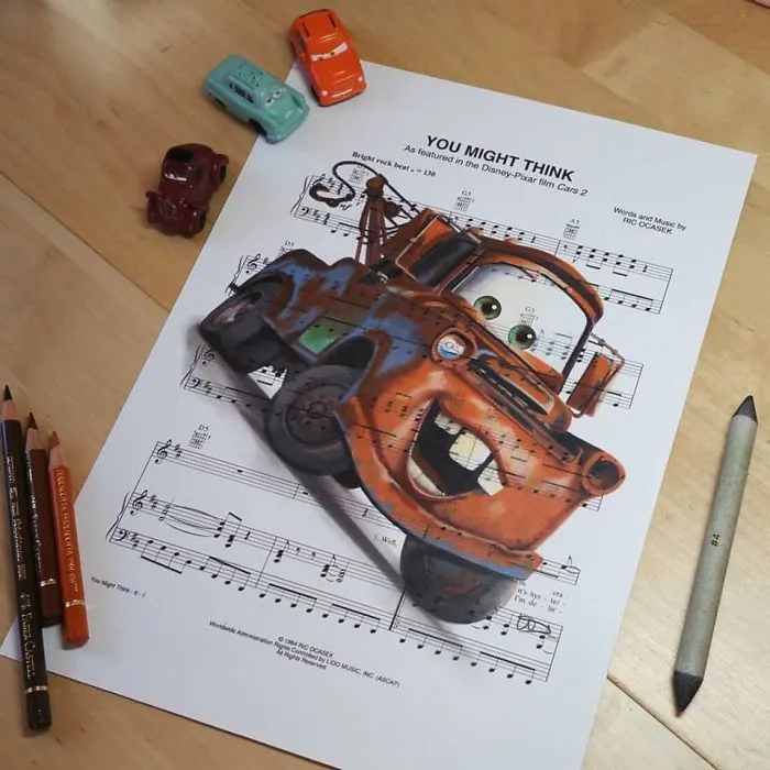 I Draw Scenes From Famous Animated Movies On Music Sheets Of Their Theme Songs