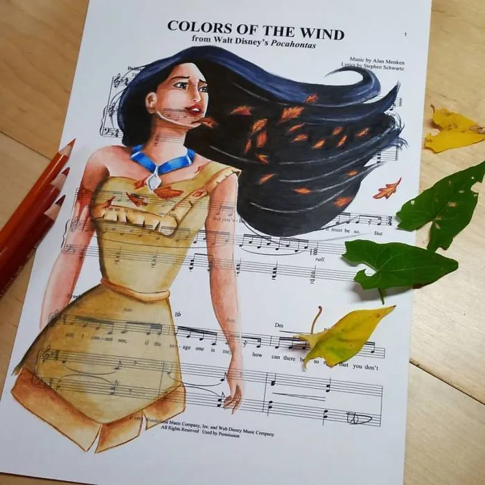 I Draw Scenes From Famous Animated Movies On Music Sheets Of Their Theme Songs