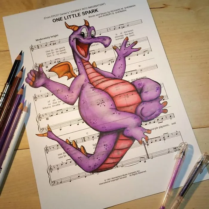 I Draw Scenes From Famous Animated Movies On Music Sheets Of Their Theme Songs